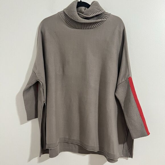 Mersea Womens Oversized Sweater One Size Brown Lagenlook Shawl Neck Poncho Top - Picture 1 of 8